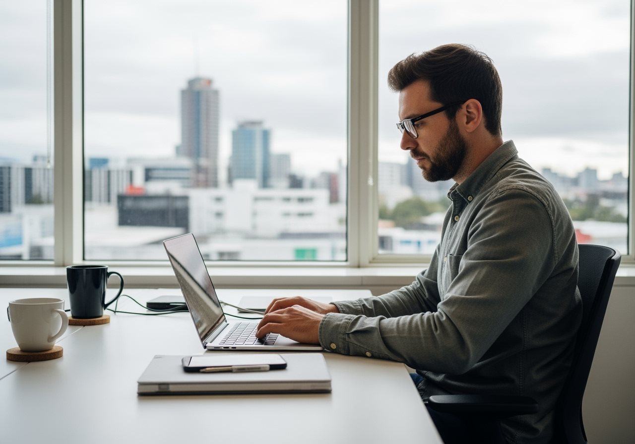 Freelancer professionnel travaillant en Nouvelle-Zélande